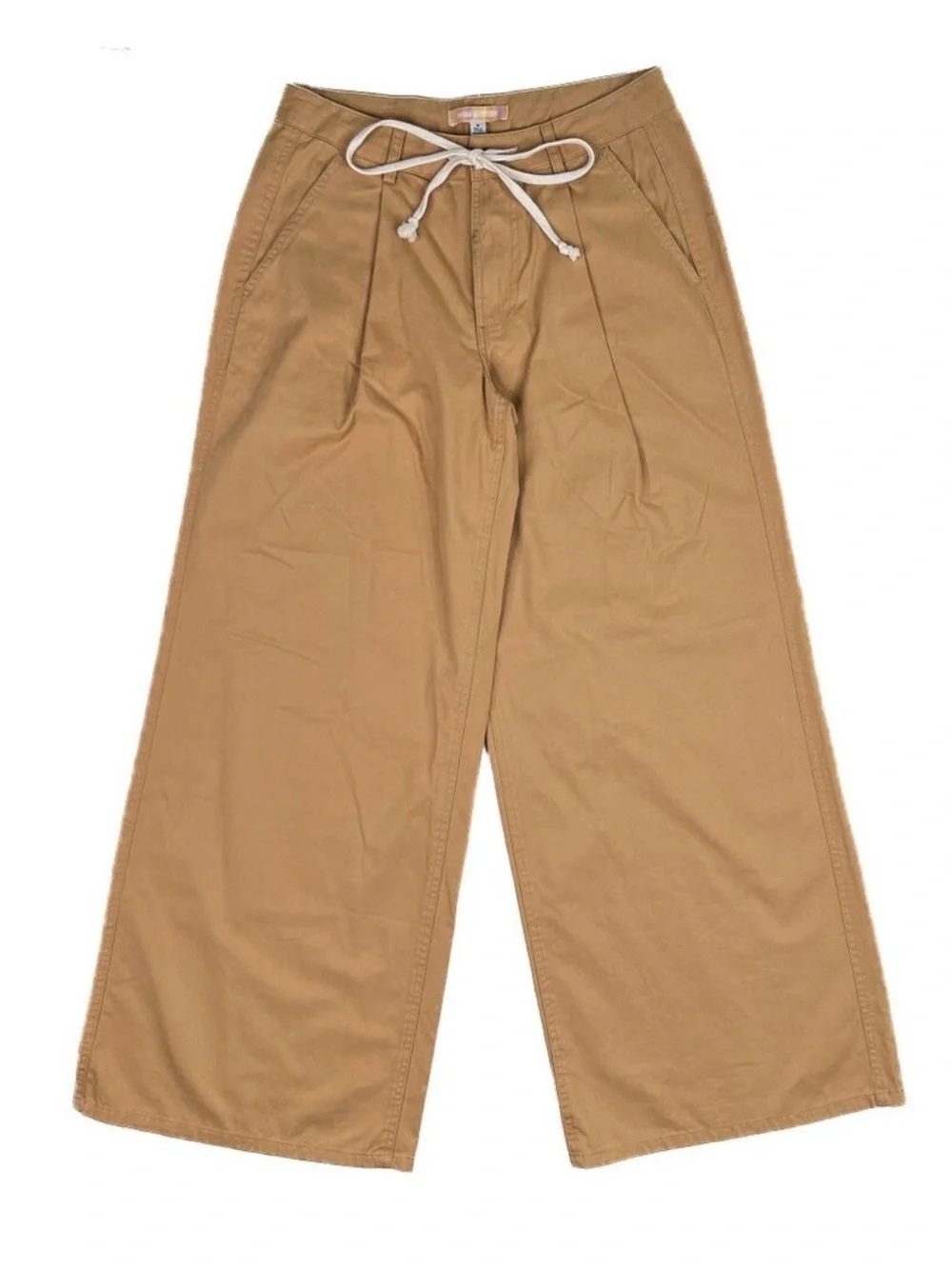 Urban Outfitters Laura Wide-Leg Drawstring Trouser Pants in Khaki Tan - Picture 2 of 6